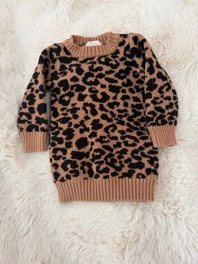 btween Baby Leopard-Print Knit Dress 9Month